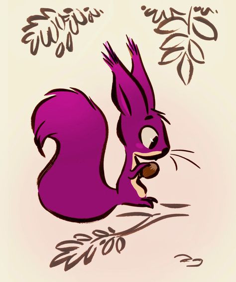 Squirrel Drawing, Purple Squirrel, Pink Squirrel, Squirrel Illustration, The Nut Job, Purple Things, Girls Stuff, Drawing Inspo, Wolf Art