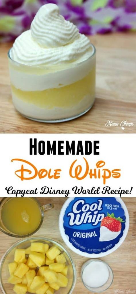 Homemade Dole Whip, Dole Pineapple Whip, Dole Whip Recipe, Disney Inspired Food, Pineapple Whip, Disney Desserts, Recipes With Whipping Cream, Dole Whip, Köstliche Desserts