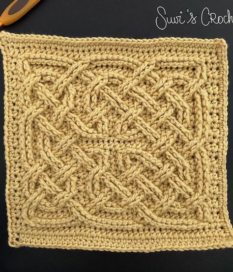 The Book Of Kells, Crochet Cable, Crochet Motif Patterns, Book Of Kells, Celtic Patterns, Crochet Blocks, Square Knot, Afghan Crochet, Crochet Square Patterns