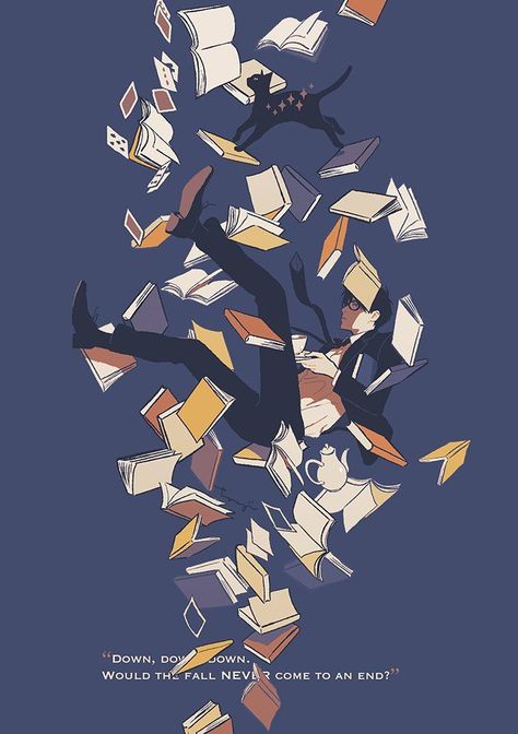 Books Falling Drawing, Books Falling, 흑백 그림, 패턴 배경화면, Japon Illustration, 판타지 아트, 영감을 주는 캐릭터, Art Aesthetic, Anime Artwork