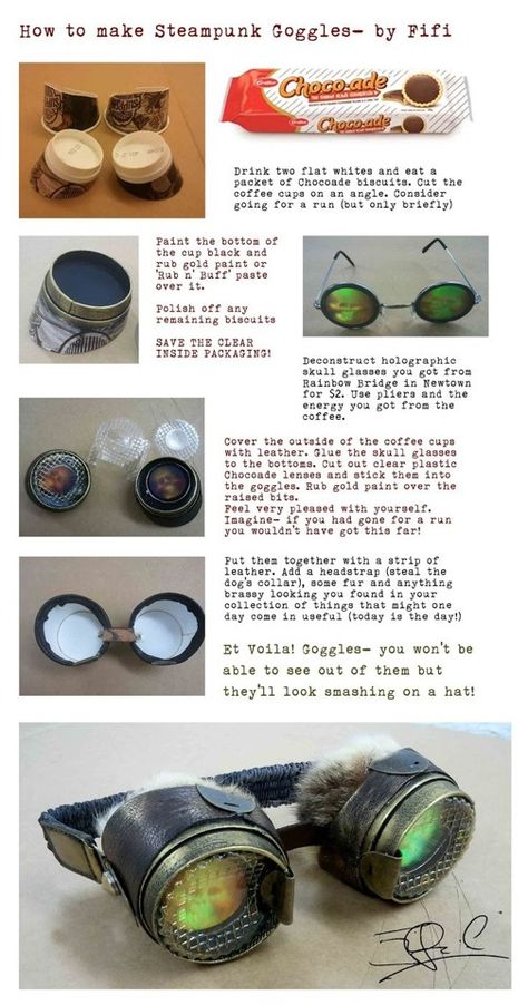 😃How To Make Steampunk Goggles😃Double click for full view zoom if needed Mode Steampunk, Steampunk Crafts, Girl Guide, Steampunk Goggles, Diesel Punk, Steampunk Cosplay, Diy Costume, Steampunk Diy, Steampunk Accessories