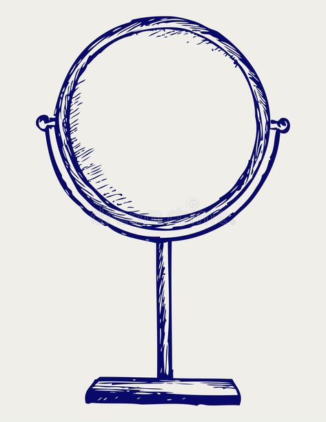 Makeup mirror. Doodle style stock illustration Mirror Doodle, Mirror Sketch, Mirror Tattoos, Mirror Drawings, Mirror Illustration, Inspiration Poster, Doodle Style, Vector Sketch, Illustration Style