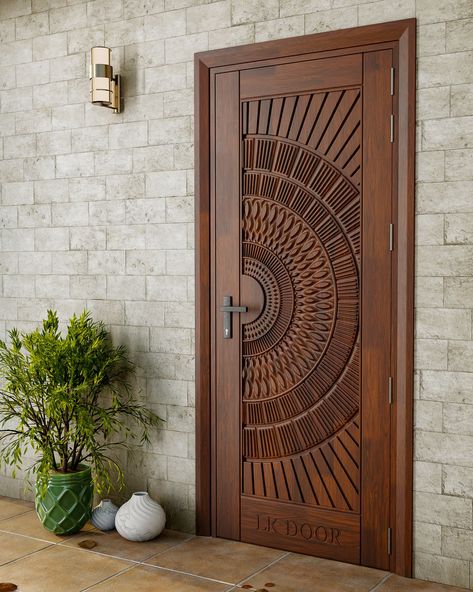 LK 128  Obsessed with the details!! Crafted from the finest wood, it's built to last a lifetime. 🚪 📞 (+91) 8447141141 . . . . #lkdoor #woodendoors #Homeimprovement #woodendoor #woodworking #door #doors #solidwood #frontdoor #maindoor #interiordesign #architect 4d Main Door Design In Wood, Front Door Design Wood Entrance, Main Wooden Door Design Entrance, Main Doors Wooden, Wooden Door Design Entrance Carved Wood, Teak Wood Main Door Design Entrance Modern, Main Door Design Entrance Modern Luxury, Gate Design Wooden, Main Door Design Modern Front Entry