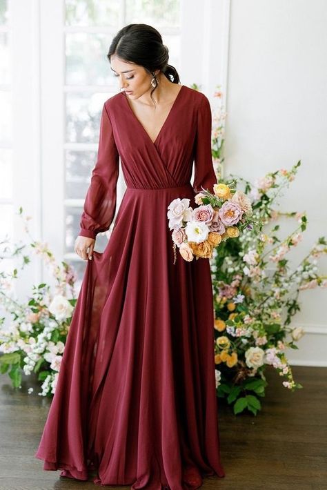 Wedding In November... {Should YOU Get Married in November}? November Wedding Colors, Chiffon Long Sleeve Dress, Wedding In November, Wedding Parties Colors, Long Sleeve Chiffon Dress, Bridesmaids Dress Inspiration, Bridesmaid Dress Colors, Winter Weddings, Wedding Inspiration Fall