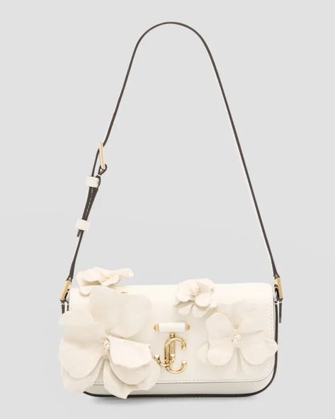 V61KJ Jimmy Choo Avenue Mini Flower Leather Shoulder Bag