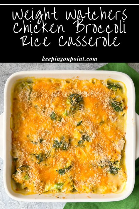 Chicken Broccoli Rice Casserole - Keeping On Point Ww Casserole, Chicken Broccoli Rice Cheese Casserole, Chicken Broccoli Cheese Casserole, Rotisserie Chicken Recipes Leftover, Weight Watchers Casserole, Keeping On Point, Chicken Broccoli Cheese, Easy Casserole Dishes, Low Calorie Chicken