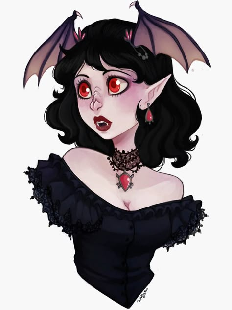 Girl Character Design, Wings Sticker, Cute Vampire, Vampire Drawings, Bat Art, Girl Character, Wings Art, Vampire Art, Bat Wing