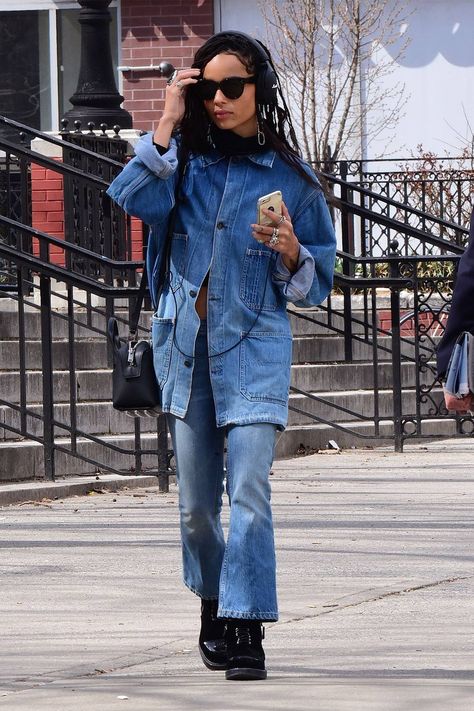 [link url="http://www.glamourmagazine.co.uFdaistyk/celebrity/biographies/Zoe-Kravitz"]Zoë Kravitz[/link] has NYC street style nailed. We adore her double denim look - impeccable 90s cool. Double Denim 90s, Double Denim Fashion, Double Denim Outfit, Double Denim Looks, Zoë Kravitz, Nyc Street Style, Stylish Celebrities, Denim Chic, Quick Outfits