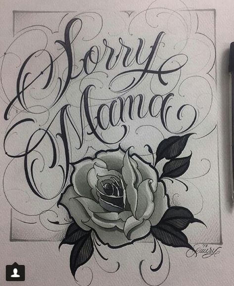 Mom And Son Drawing, Chicano Love Art, Sorry Mom Tattoo, Mom In Heaven Quotes, Script Tattoos, Chicano Love, Lettering Styles Alphabet, Tattoo Lettering Design, Chicano Lettering