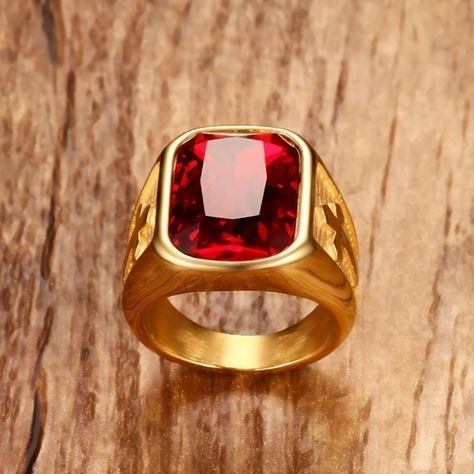 Faster shipping. Better service Red Crystal Ring, Rings Men, Signet Ring Men, Signet Rings, Men Jewelry, Cross Design, Cross Ring, Mens Ring, Men's Jewelry Rings