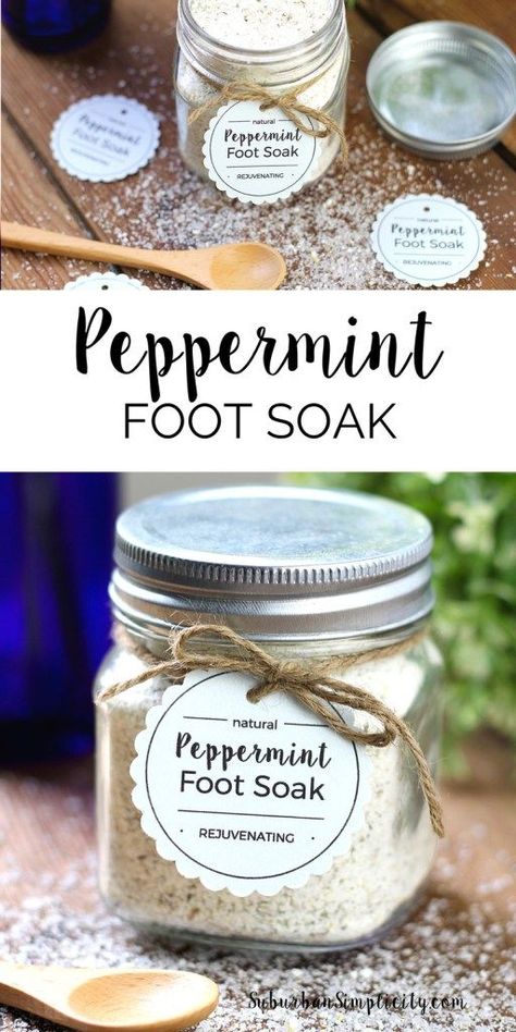 Peppermint Foot Soak, Joululahjat Diy, Diy Foot Soak, Foot Soak Recipe, Hantverk Diy, Presente Diy, Foot Soak, Diy Spa, Homemade Bath Products