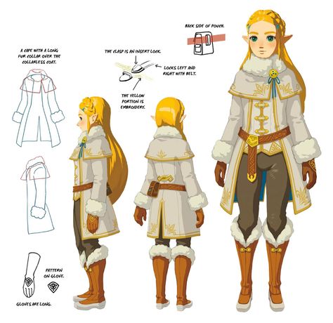 Princess Zelda Cold Set Art from The Legend of Zelda: Breath of the Wild #art #artwork #videogames #gameart #conceptart #illustration #zelda #legendofzelda #legendofzeldabreathofthewild #breathofthewild Breath Of The Wild Princess Zelda, Breath Of The Wild Zelda Princess, Legend Of Zelda Character Design, Zelda Winter Outfit, Zelda Character Design, Breath Of The Wild Zelda, Legend Of Zelda Characters, Cold Outfit, Princesa Zelda