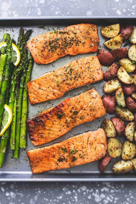 Baked Salmon And Asparagus, Sheet Pan Salmon, Potatoes Dinner, Salmon Recipes Baked, Pan Salmon, Salmon Potato, Potato Dinner, Sheet Pan Dinners Recipes, Healthy Salmon Recipes