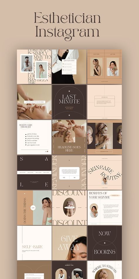 #Esthetician_Social_Media #Creative_Social_Media_Design #Beauty_Social_Media #Branding_Canva Feed Layout, Lash Technician, Skincare Instagram, Inspirational Content, Organic Spa, Tech Business, Makeup Hacks Beauty Secrets, Portfolio Template Design, Instagram Feed Ideas Posts