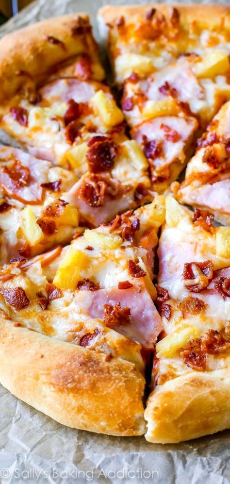 Craving a taste of the tropics? Dive into Sally's mouthwatering Hawaiian pizza recipe that perfectly balances sweet and savory flavors. This homemade delight combines juicy pineapple, savory ham, and a crispy crust to create a pizza experience like no other. Whether you're hosting a casual get-together or simply enjoying a cozy night in, this recipe is sure to impress. Get ready to savor every bite and bring a slice of paradise to your table! Homemade Hawaiian Pizza, Hawaiian Pizza Recipe, Ham And Pineapple Pizza, Bacon Dinner, Savory Ham, Deep Dish Pizza, Cozy Night, A Pizza, Deep Dish