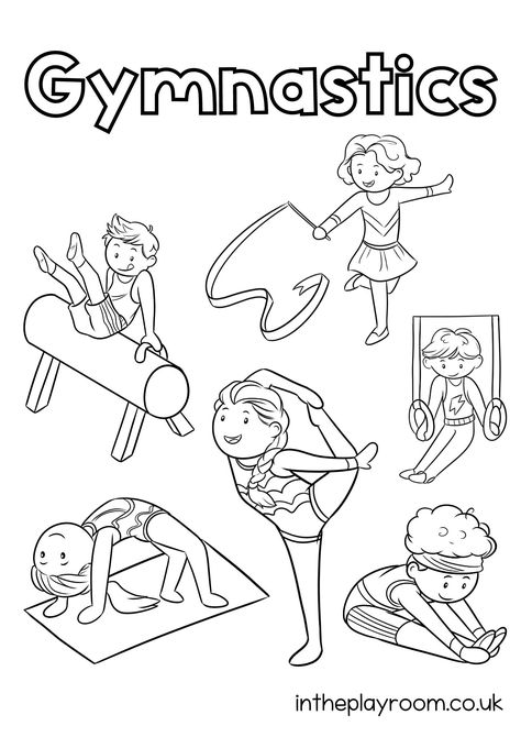 Free Printable Gymnastics Coloring Pages for Kids  - In The Playroom Gymnastics Coloring Pages Free Printable, Gymnastics Crafts For Kids, Sports Coloring Pages Free Printable, Sport Coloring Pages, Gymnastics Coloring Pages, Gymnastics Crafts, Sports Lesson Plans, Sports Printables, Sport Themed Crafts