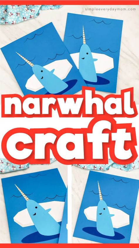 This easy narwhal craft for kids is a fun DIY project that's perfect for preschool, kindergarten and elementary children. It's a fun paper craft for winter that comes with a free printable template! Download your copy today. #simpleeverydaymom #kidscrafts #wintercrafts #narwhalcrafts #arcticanimalcrafts #craftsforkids #preschool #preschoolcrafts #kindergarten #elementary #classroomcrafts #daycarecrafts #animalcrafts Narwhal Craft, Mlk Crafts, Arctic Animals Preschool, Arctic Animals Crafts, Easy Winter Crafts, Polar Bear Craft, Cute Narwhal, Polar Animals, Outfits Curvy