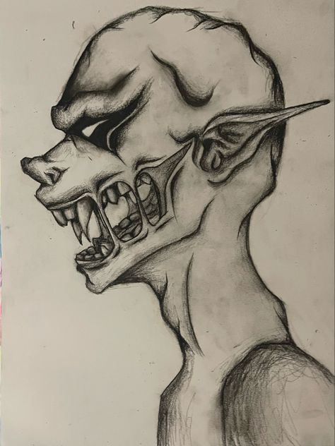 Creepy Demon, Scary Things To Draw, Devil Drawing, Creepy Sketches, Scary Paintings, Monster Sketch, Demon Drawings, Witch Drawing, Charcoal Paint