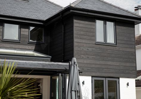 Millboard Cladding, Composite Cladding Exterior, Board And Batten Cladding, Cladding Exterior, 1930s Bungalow, Composite Cladding, Exterior Wall Cladding, Timber Battens, Exterior House Remodel