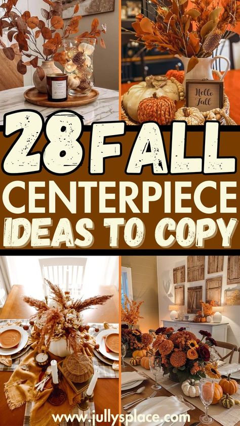 fall centerpieces, fall centerpiece ideas, fall table centerpieces, fall table decor, fall decor ideas Fall Dining Centerpieces, Large Dining Table Fall Decor, Fall Decor Ideas For Table Centerpiece, Fall Mum Centerpieces Table Decorations, Fall Decor Ideas For The Home Dining Table, Rustic Fall Decor Ideas For The Home, Fall Table Display Ideas, Fall Potluck Table Decorations, Fall Centerpiece Ideas Diy