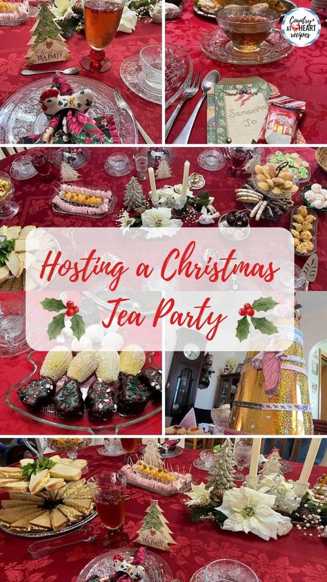 Years ago, my mother-in-law invited me to a Twelve Days of Christmas tea party. Since then I’ve hosted many a party, both big and small. Out of all those, however, my favorite is Hosting a Christmas Tea Party. #hostingachristmasteaparty #christmasteaparty #hostingateaparty #christmastea #holidayentertaining #twelvedaysofchristmas #nutcracker #holidaytea #countryatheartrecipes https://countryatheartrecipes.com/2022/12/hosting-a-christmas-tea-party/ Tea Party Foods, Tea Party Themes, Tea Party Sandwiches Recipes, Winter Tea Party, Christmas Afternoon Tea, Tea Party Menu, Tea Party Sandwiches, Tea Party Tea, Christmas Tea Party