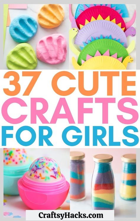 These absolutely adorable crafts for kids can help them discover their creativity and create art. These cute crafts for girls will give you the inspiration to do more crafting with your kids this weekend. Enjoy these kids craft ideas. #GirlsCrafts #Crafts Crafts Kindergarten Ideas, Art With Materials, Crafts For 9 Yo, Diy With Kids Easy, Kids Easy Crafts Simple, Kids Krafts Ideas, Girls Day Ideas For Kids, Cute Arts And Crafts For Kids, Market Days Ideas For Kids