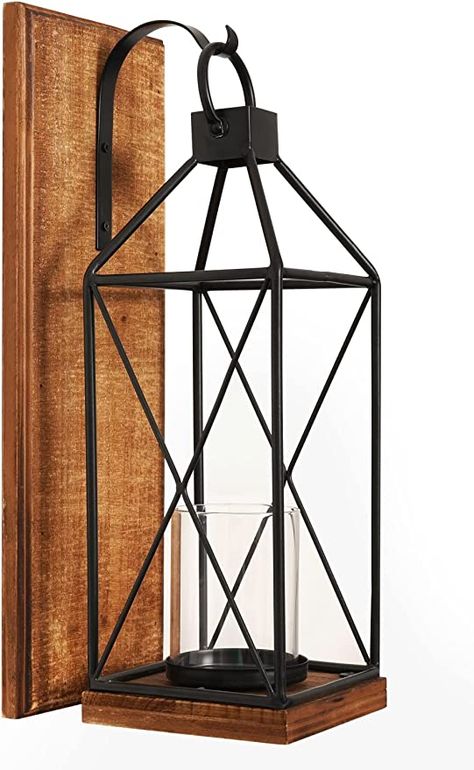 Amazon.com: Homemory Wall Candle Sconce, Decorative Hanging Candle Lantern with Windproof Glass Holder : Home & Kitchen Wall Decorations For Living Room, Metal Candle Lanterns, Wall Mounted Candle Holders, Hanging Candle Lanterns, Decorations For Living Room, Hanging Candle, Rustic Candle, Sconces Living Room, Wall Candle