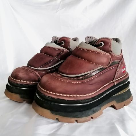 90s Platform Sneakers, Red Platform Boots, Red Platform, Funky Shoes, Doll Wardrobe, Funky Outfits, Shoe Inspo, Swag Shoes, Cool Fits