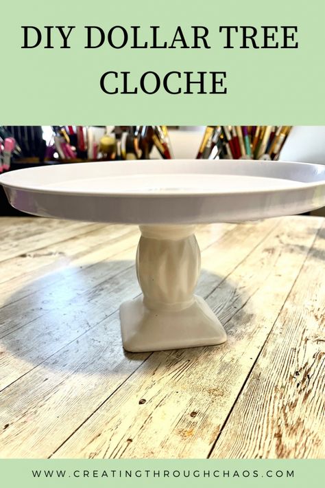 Diy Cloche Ideas Dollar Tree, Dollar Tree Cloche Ideas, Spring Cloche Ideas, Diy Cloche Ideas, Cloches Decor Ideas, Easter Cloche Ideas, Diy Cake Stand Dollar Store, Dollar Tree Cloche, Diy Cloche