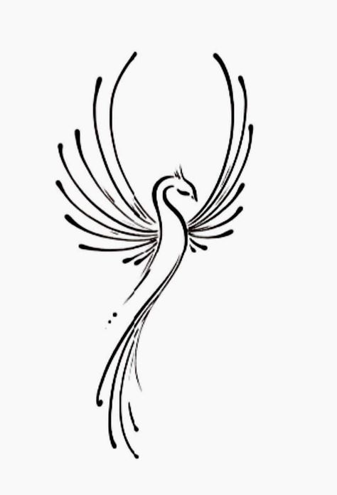 Womens Pheonix Tattoo Ideas, Harry Potter Pheonix Tattoo For Women, Small Phoenix Tattoos Simple, Phoenix Minimalist Tattoo, Phoenix Tattoo Minimalist, Phoenix Tattoo Feminine Small, Simple Phoenix Tattoo Feminine, Phoenix Line Art, Simple Phoenix Tattoo