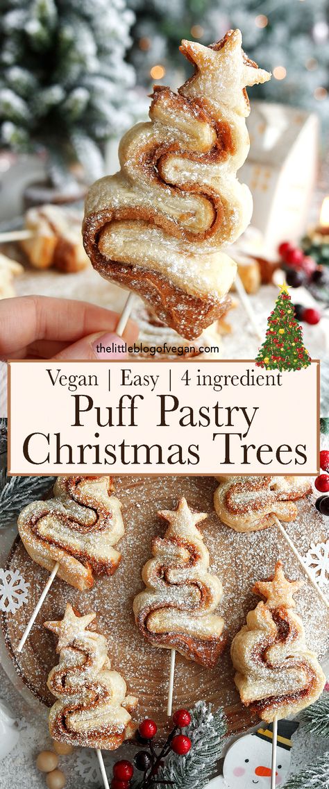 Pinterest pin of a christmas tree pastry Christmas Brunch Sweet Recipes, Christmas Breakfast Ideas Puff Pastry, Christmas Tree Pastries, Christmas Tree Baking Ideas, Christmas Tree Breakfast Pastry, Nutella Christmas Trees, Christmas Tree Pastry Nutella, Holiday Puff Pastry Recipes, Christmas Breakfast Pastry