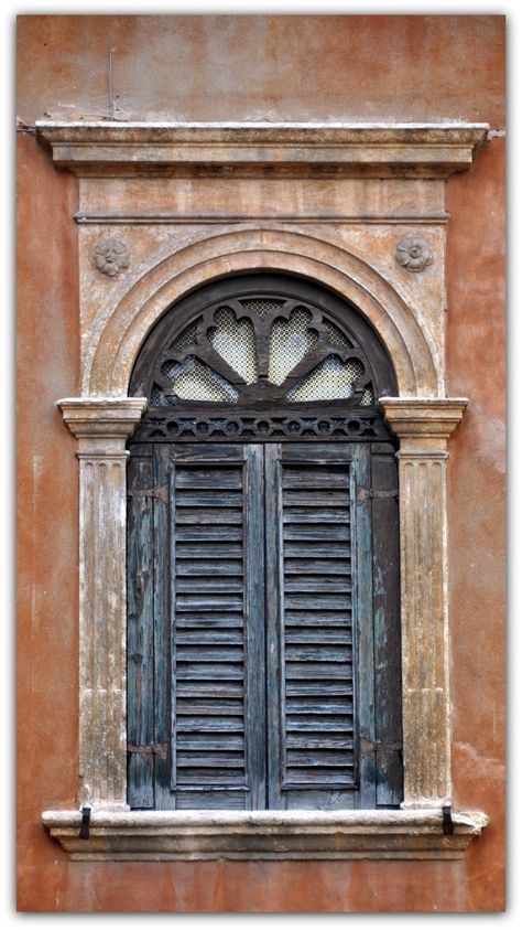 Biblioteca Capitolare di Verona, Italy Window Architecture, Building Front, Ivy House, Cool Doors, Hinduism Art, Colorful Life, Building Art, Old Windows, Wood Windows