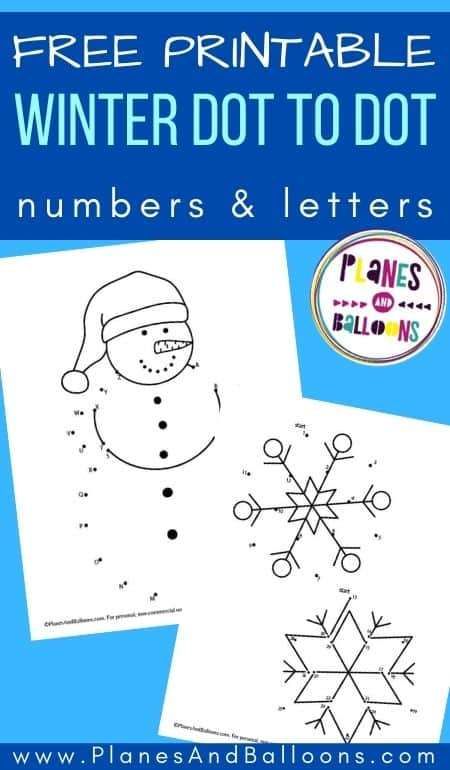 Free printable winter dot to dot - snowman connect the dots worksheet and snowflake dot to dot letters and numbers. #prek #preschool #kindergarten #planesandballoons Winter Dot To Dot Free Printable, Snowflakes Printable, Winter Worksheets, Dot To Dot Printables, Winter Theme Preschool, Free Educational Printables, Snowmen Activities, January Activities, Preschool Winter