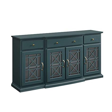 Limited-time deal: Walker Edison Modern Wood Glass Door Buffet Sideboard Living Room-Entryway Serving Storage Cabinet Doors-Dining Room Console, 60 Inch, Dark Teal Wood Glass Door, Dining Room Console, Sideboards Living Room, Kitchen Buffet, Buffets & Sideboards, Walker Edison, Cord Management, Online Furniture Shopping, Stylish Storage Solutions