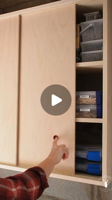 Storage Cupboards Ideas, Sliding Clothes Cabinet, How To Build Sliding Cabinet Doors, Slide Door Kitchen Cabinets, Sliding Storage Doors, Diy Bedroom Cupboards, Shelf With Sliding Door, Accordion Cabinet Doors, Diy Sliding Cupboard Doors