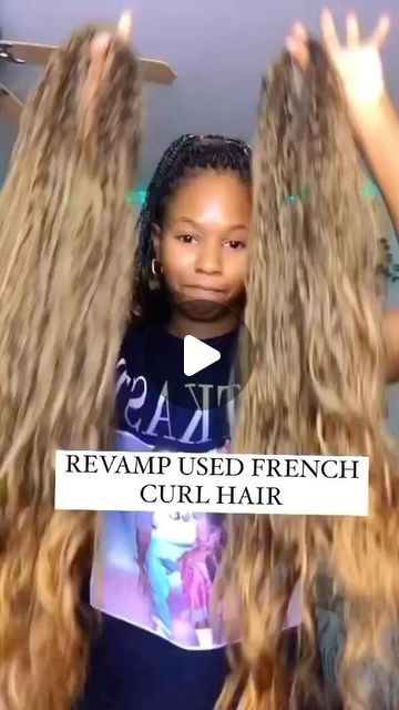 Crochet•Braids•Locs•Twists•Ponytails•Braiding hair | How to Revamp your used French Curl braiding Hair 😍Don’t throw away your used extensions . . . French Curls is perfect for your birt... | Instagram How To Take Care Of French Curls, French Style Braids, French Curls Twist, French Hair Braids, French Curl Braid Styles, Crochet French Curl Braids, French Curl Crochet Braids, French Curl Twists, How To Style French Curls Braids