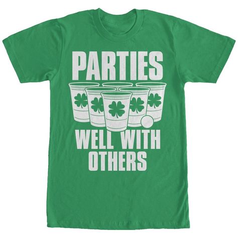 Lost Gods Men's - Parties Well With Others Beer Pong T Shirt #fifthsun #stpatricksday #party #beerpong #shamrock Beer Pong Cups, Pong Tournament, Beer Pong Tournament, March Crafts, Irish Roots, St Paddys, Irish Eyes, Saint Patties, Feeling Lucky