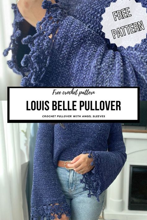 Crochet Bell Sleeve Sweater, Lace Cardigan Pattern, Crochet Pullover Pattern, Diy Cardigan, Beginner Friendly Crochet, Crochet Bell, Crochet Pullover, Crochet Bell Sleeve, Crochet Cardigan Pattern Free