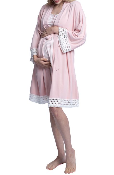 Nursing Robe, Nursing Nightgown, Nightgown Robe, Maternity Hospital, Wrap Headband, Headband Size, Hospital Outfit, Baby Shower Flowers, Matching Baby