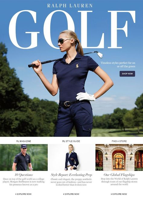 RALPH LAUREN GOLF LOGO LADIES - Google Search Golf Outfits Women Ralph Lauren, Ralph Lauren Golf Women, Golf Editorial, Golf Shoot, Golf Lifestyle, Ladies Golf Bags, Tennis Clothing, Golf Attire Women, Golf Poster