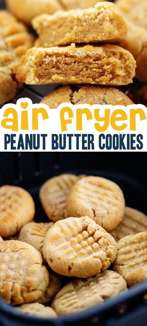 Air Fryer Peanut Butter Cookies, Cheap Air Fryer, Air Fryer Keto, Small Batch Cookies, Air Fryer Recipes Dessert, Fried Dessert, Keto Peanut Butter Cookies, Best Peanut Butter Cookies, Cooks Air Fryer