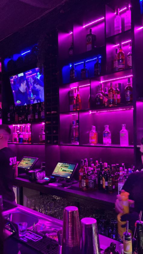 Purple Bar Aesthetic, Club Owner Aesthetic, Space Nightclub, Late Night Party Aesthetic, Bar Aesthetic Night Party, Nightclub Design Lighting, Bar Party Night, Bar Aesthetic Night, Night Party Aesthetic