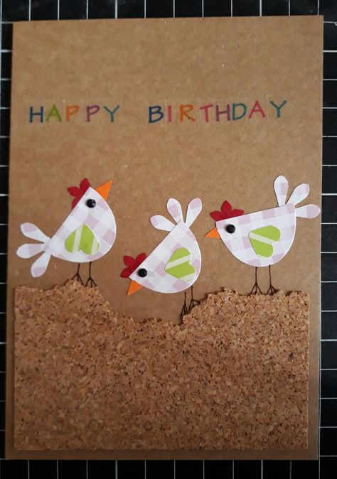 Chicken Cards Ideas, Chicken Cards Handmade, Chicken Birthday Cards, Doodle Cards, Homemade Card Designs, Chicken Cards, Chicken Design, Punch Ideas, Easter Cards Handmade