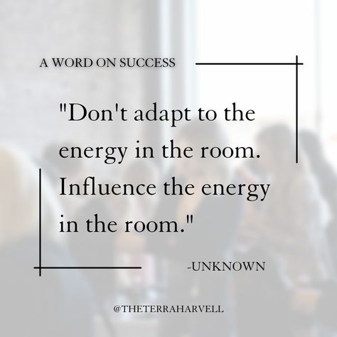 As a leader, your goal should be to set the tone for your entire team. If you're bringing negative vibes to your team, that's going to affect their environment and mindset. Instead, positively influence the energy in the room and lead your team to success by setting an example. 👏 Save this post as a reminder that you're in control of the energy you give off. ✨ Influence The Energy In The Room, Set The Tone Quotes, Negative Energy Quotes, Negative Vibes, Positive Energy Quotes, Teaching Quotes, Energy Quotes, Removing Negative Energy, In The Room