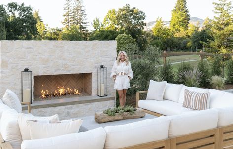 Fireplace By Pool Backyards, Small California Backyard, Melissa Liddiard, Exterior Refresh, Renovated Farmhouse, California Bay Area, California Outdoor, Backyard Sanctuary, Garden Walls