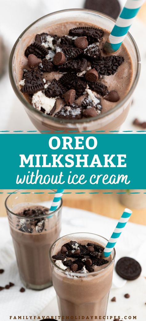 Chocolate Milkshake Recipe No Ice Cream, Oreo Milkshake Without Ice Cream, Milkshake Recipe Without Ice Cream, Ice Cream Milkshake Recipe, Chocolate Ice Cream Milkshake, Oreo Drink, Milkshake Without Ice Cream, Oreo Smoothie, Oreo Milkshake Recipe