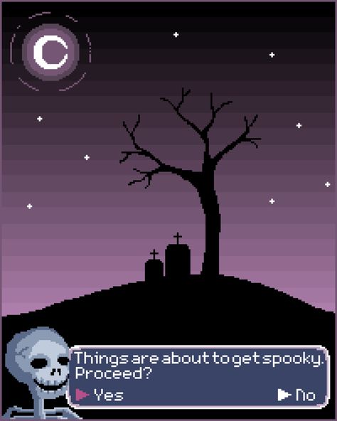 Retro video game aesthetic, Halloween special. Prints available. Hashtags: #spooky #scary #skull #skeleton #cemetery #creepy #old #videogame #pixelart #retro #aesthetic #tumblr #cute #graveyard #dialogue #print #printable #prints #redbubble #sticker #phonecase #tshirt #design Creepy Video Game Aesthetic, Scary Video Game Aesthetic, Horror Video Games Aesthetic, Pixel Video Game Aesthetic, Pixel Horror Art, Video Game Dialogue, Spooky Scary Skeleton Wallpaper, Pixel Art Spooky, Old Video Games Aesthetic