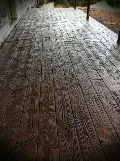 Wood Stamped concrete floors- AMAZING! | For the Homestead | Pinterest Herringbone Stamped Concrete, Wood Stamped Concrete, Flooring Vinyl Plank, Flooring Herringbone, Decoration Beton, Flooring Vinyl, Stamped Concrete Patio, Porch Flooring, Cement Floor