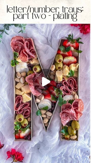 Kim Charon | Charcuterie & Things LLC on Instagram: "Letter/Number Trays - PART 2 - Plating ⬇️  When plating you always want to make sure to separate colors and textures for a more aesthetically pleasing design.   Sometimes you may want to make changes are you go, just like u did in the last frame of this reel.   SAVE and FOLLOW @charcuterie_n_things for more cheese & charcuterie tips!  #charcuterie #foodstyling #cheese #grazingtable #partyplanning #fooddesign #longisland #nassaucounty #fyp #charcuterieandthings #easyappetizers #quickandeasy #plating #mothersday" Charcuterie Number Board, Number Charcuterie Board, Charcuterie Tips, Letter Charcuterie Board, Charcuterie Board Business, Bridal Shower Food Table, Party Food Trays, Chacuterie Board, Trunk Party