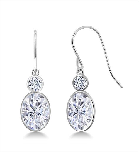 DIAMOND EARRINGS Forever 3 Moissanite 20cttw Oval Diamond Earring, White Lab, Oval Diamond, Ear Wire, Earrings For Women, Lab Grown, Lab Grown Diamonds, Women's Earrings, Diamond Earrings